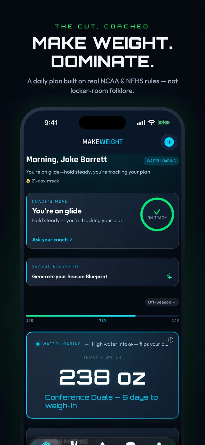 Dashboard — the Coach's Move card and on-track ring